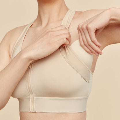 Hero Front‑Closure Sports Bra - Buff