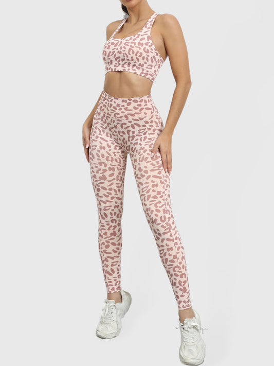 Women's Leopard Print Athletic Set - High-Waist Hip-Lift Sports Suit