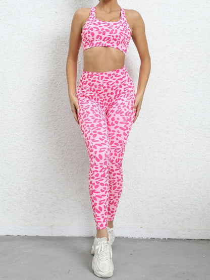 Women's Leopard Print Athletic Set - High-Waist Hip-Lift Sports Suit