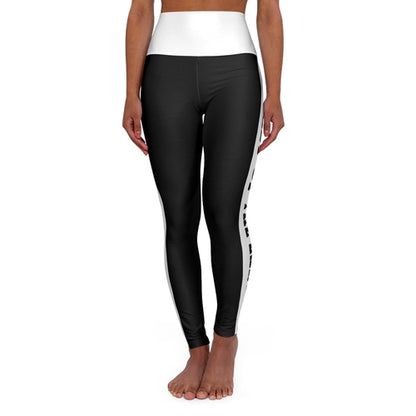 Womens High Waist Fitness Leggings - Black and White Salt of the Earth